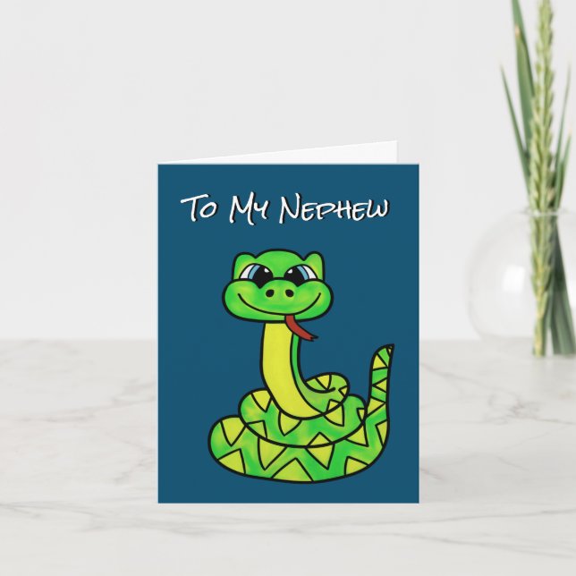 Nephew Birthday Card - Funny Snake (Front)