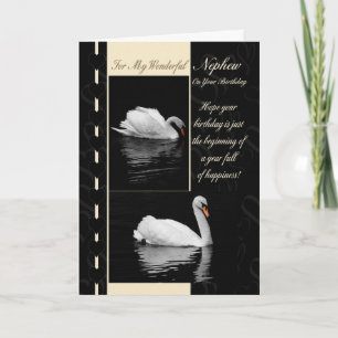 Nephew Birthday Card Swans