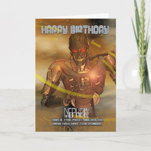 Nephew Birthday Card With Cyborg - Modern Robot