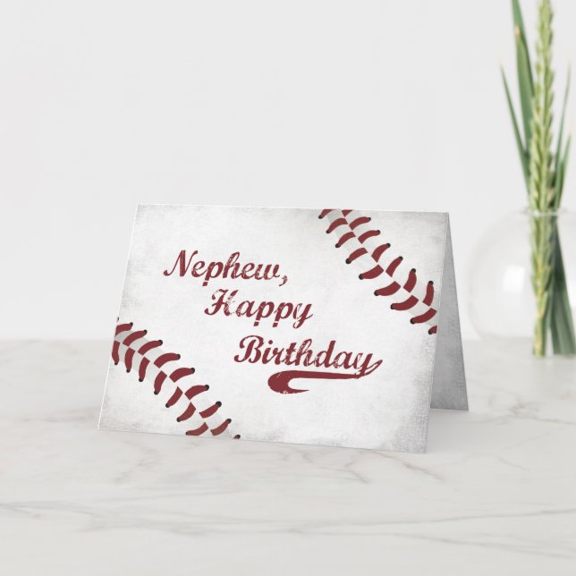Nephew Birthday Large Grunge Baseball, Sport Card (Front)