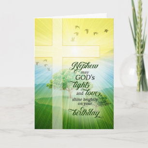 Nephew Christian God's Light and Love Birthday Card