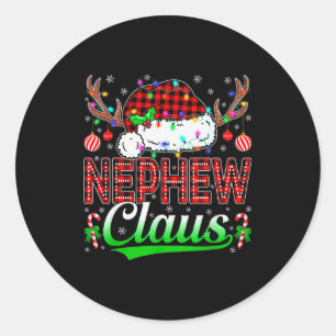 Nephew Claus Christmas Lights Matching Family Xmas Classic Round Sticker