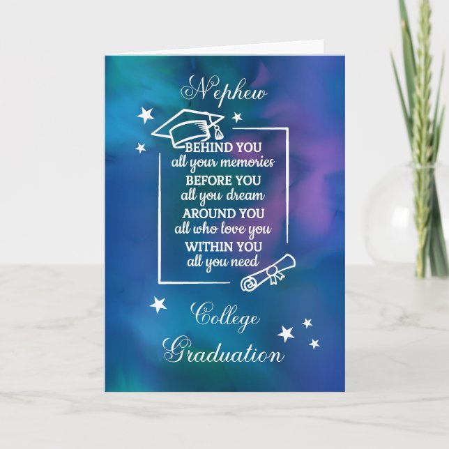 Nephew College Graduation Quote Watercolor Card (Front)