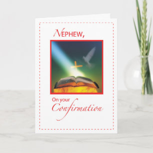 Nephew Confirmation Dove, Bible, Cross Card