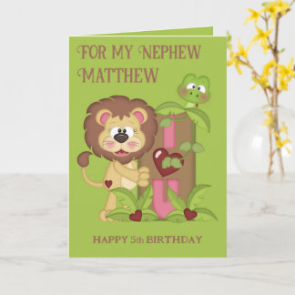 Nephew Cute Lion Birthday Wishes Card
