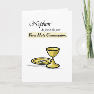 Nephew First Communion Gold Chalice, Paten Card