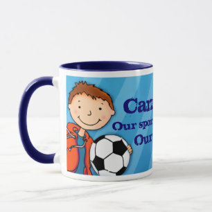 Nephew football soccer hero "your name" mug blue