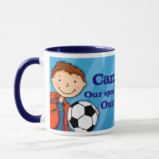 Nephew football soccer hero "your name" mug blue (Left)