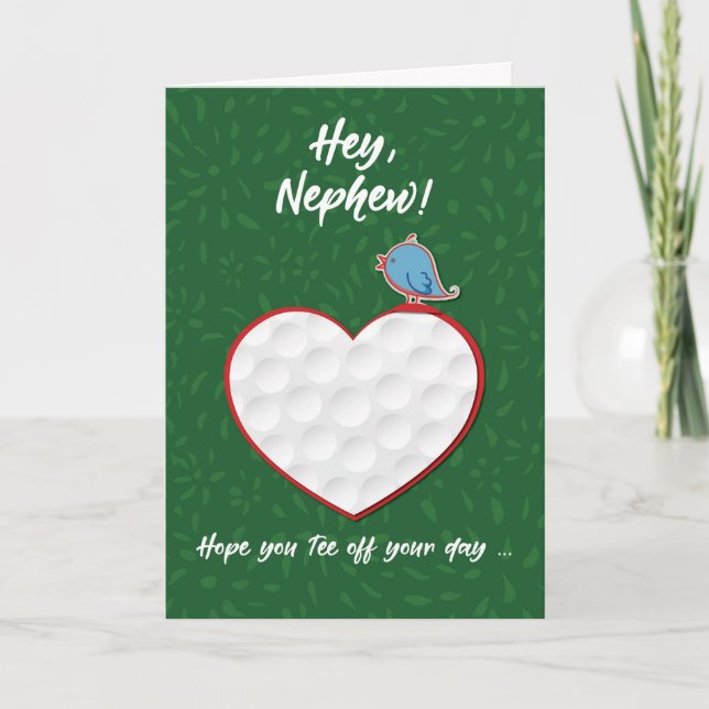 Nephew Golf Sports Heart Valentine Preteen & Teen Card (Front)