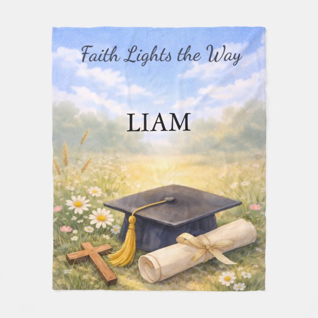 Nephew Graduation Personalised Christian Gift Fleece Blanket (Front)