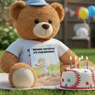 Nephew Happy Birthday Baseball Teddy Bear Card