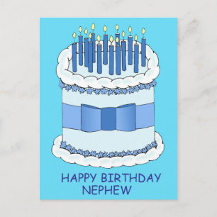 Nephew Happy Birthday Cake and Candles Postcard