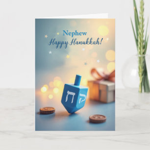 Nephew Happy Hanukkah Dreidel with Soft Light Card