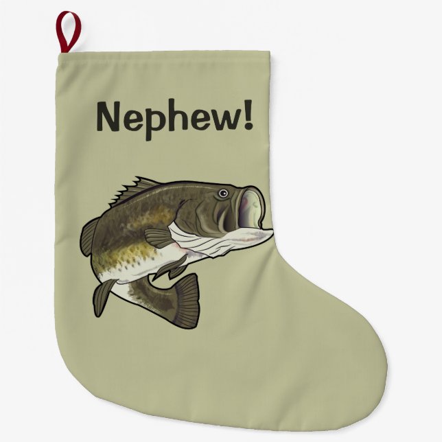 Nephew: Largemouth Bass Large Christmas Stocking (Front)