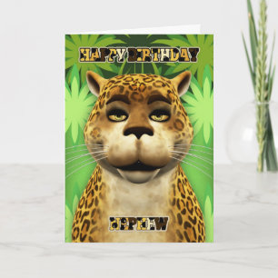 Nephew Leopard Jungle Birthday Card