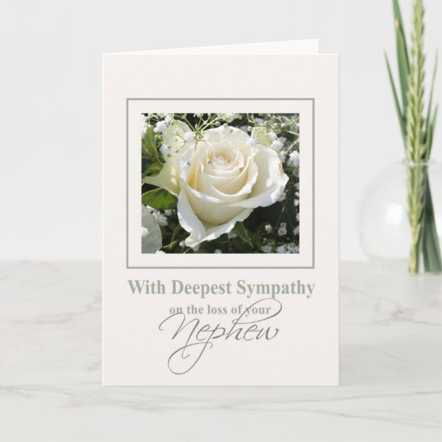 Nephew loss Rose sympathy Card (Front)
