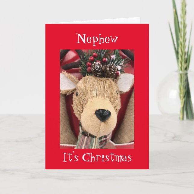 **NEPHEW** MERRY CHRISTMAS FROM REINDEER CARD (Front)