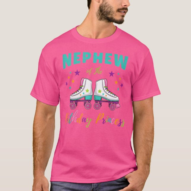 Nephew Of The Birthday Princess Roller Skating T-Shirt (Front)