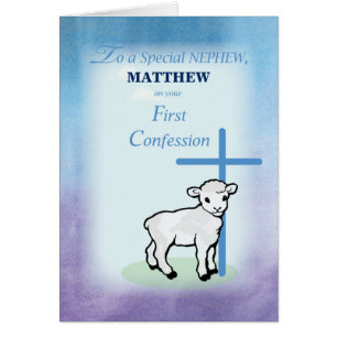 Nephew Personalise Name on First Confession Lamb
