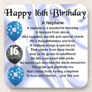 Nephew Poem  -  16th Birthday Coaster