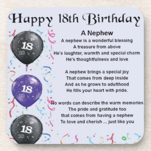Nephew Poem  -  18th Birthday Coaster