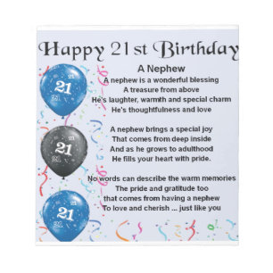 Nephew Poem  -  21st Birthday Notepad