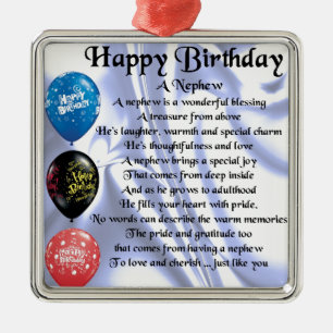 Nephew Poem - Happy Birthday Metal Tree Decoration