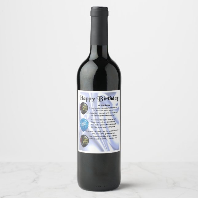 Nephew  Poem  Wine Bottle Label  Happy  Birthday (Front)