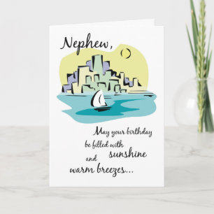 Nephew Sailboat City Birthday Card