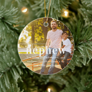 Nephew Sentimental Photo Keepsake Christmas Ceramic Tree Decoration
