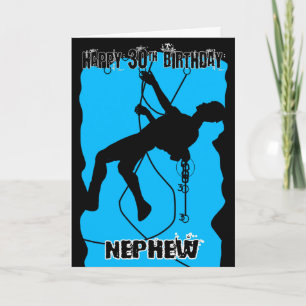 Nephew Silhouette Rock Climbing 30th Birthday Card