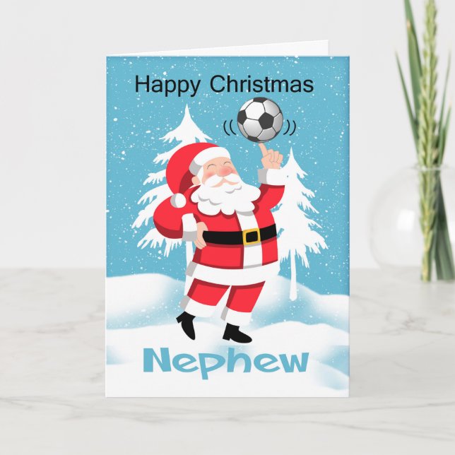 Nephew Soccer / Football Christmas Greeting Card (Front)