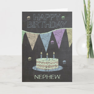 Nephew Trendy Chalk Board Effect, With Cake Card