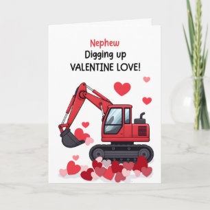 Nephew Valentine Construction Truck Hearts Card