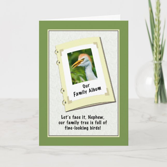 Nephew's Birthday Card with Cattle Egret (Front)