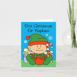 Nephew's First Christmas Elf Holiday Card