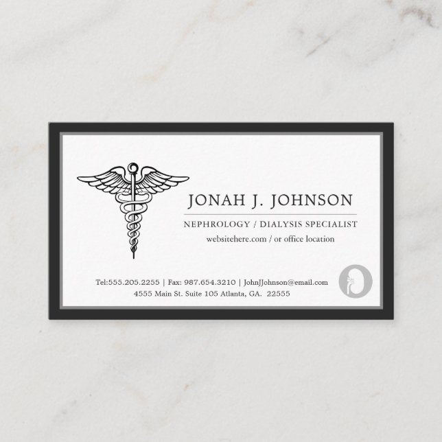 Nephrologist Kidney Doctor Minimalist Black Border Business Card (Front)