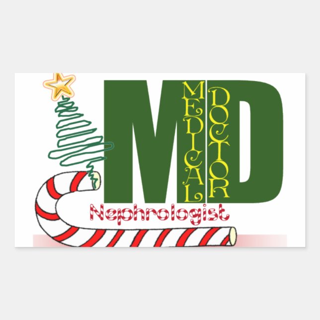Nephrologist MERRY CHRISTMAS DOCTOR Rectangular Sticker (Front)