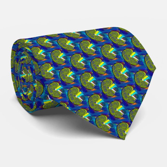 Nephrology Artsy Kidney Design Green ll Tie (Rolled)