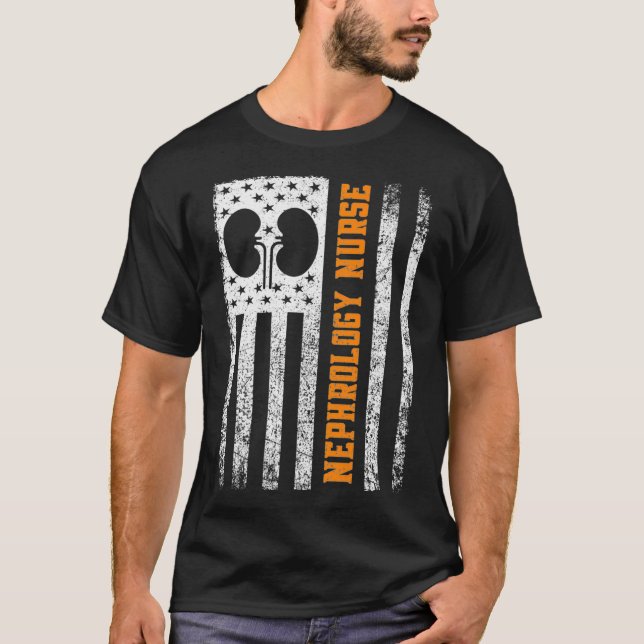Nephrology Nurse Flag Kidney Dialysis Renal RN T-Shirt (Front)