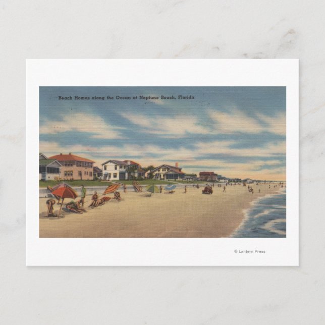 Neptune Beach, FL - View of Ocean Front Homes Postcard (Front)