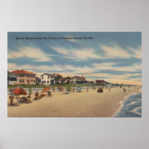 Neptune Beach, FL - View of Ocean Front Homes Poster