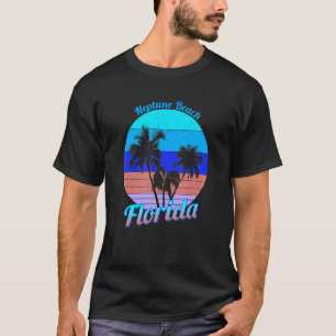 Neptune Beach Florida Retro Tropical Palm Trees Va T-Shirt