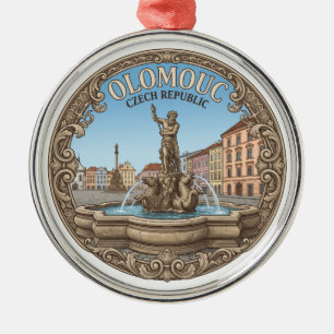 Neptune Fountain, Dolní náměstí, Olomouc Souvenir Metal Tree Decoration