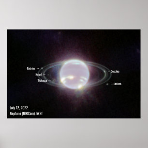 Neptune James Webb Photo NIRCam Image White Text Poster