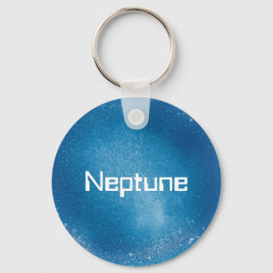 Neptune Planet in Medium Blue Key Ring