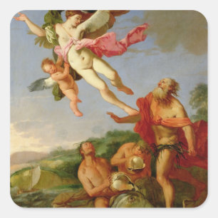 Neptune Pursuing Coronis, 1665-70 (oil on canvas) Square Sticker