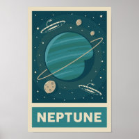 Neptune Retro Galaxy UFO Poster