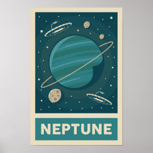 Neptune Retro Galaxy UFO Poster