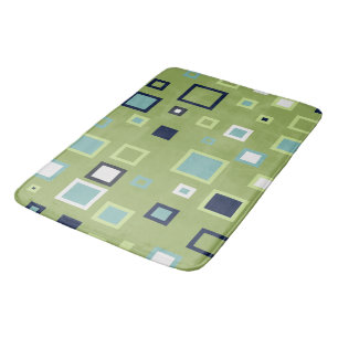 Neptune, Seashell, Green and Navy Stripes  Bath Mat